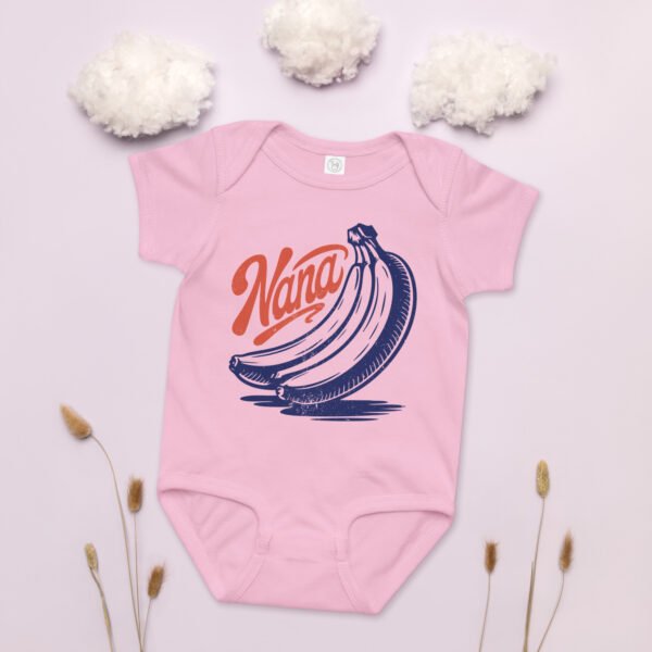 Nana Banana Baby Bodysuit – Funny Retro Fruit Baby Onesie | Rabbit Skins® 4424 - Image 2