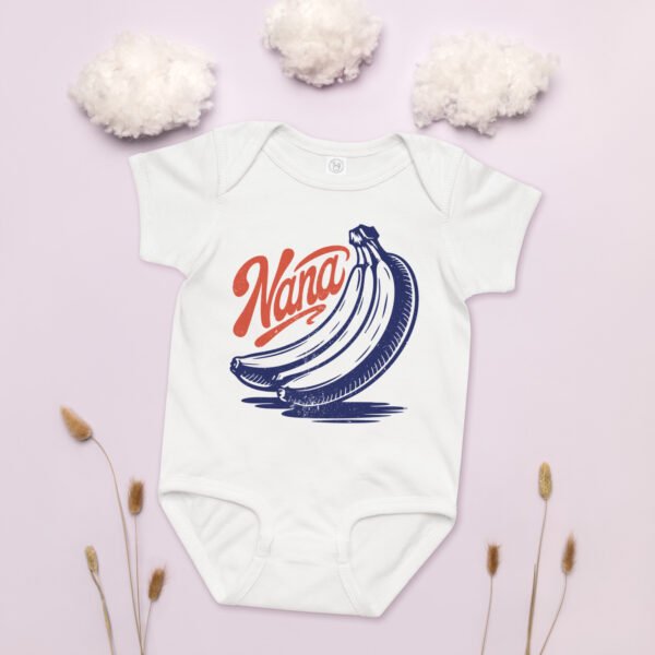 Nana Banana Baby Bodysuit – Funny Retro Fruit Baby Onesie | Rabbit Skins® 4424 - Image 3