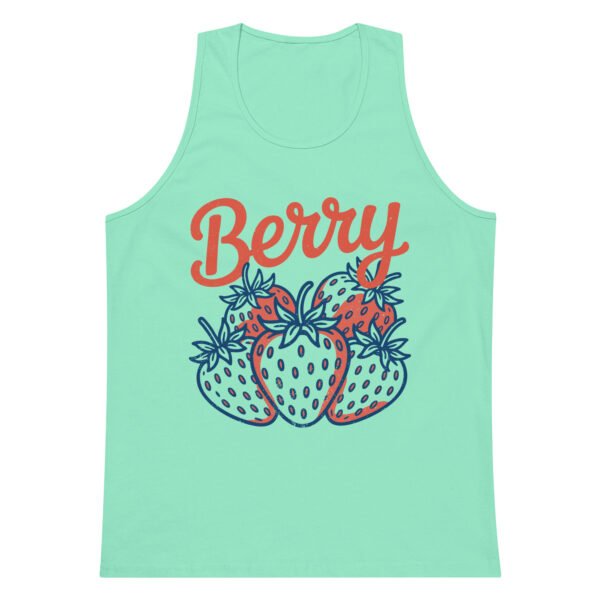 Berry Sweet Men’s Premium Tank Top – Retro Strawberry Graphic Muscle Shirt for Summer - Image 6