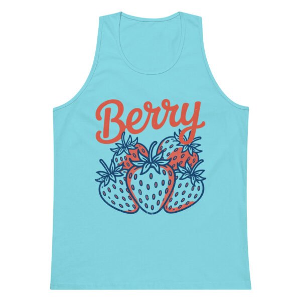 Berry Sweet Men’s Premium Tank Top – Retro Strawberry Graphic Muscle Shirt for Summer - Image 5