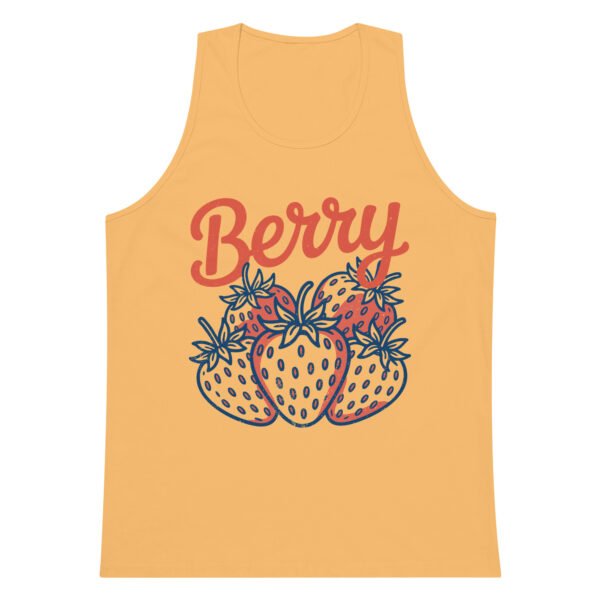Berry Sweet Men’s Premium Tank Top – Retro Strawberry Graphic Muscle Shirt for Summer - Image 4