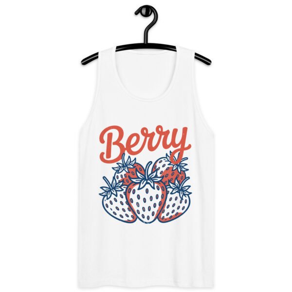 Berry Sweet Men’s Premium Tank Top – Retro Strawberry Graphic Muscle Shirt for Summer - Image 3