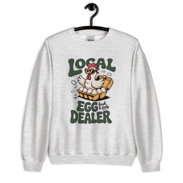 “Local Egg Dealer” Crewneck Sweatshirt – Funny Chicken Farm Graphic, Unisex Fresh Egg Seller Pullover - Image 5