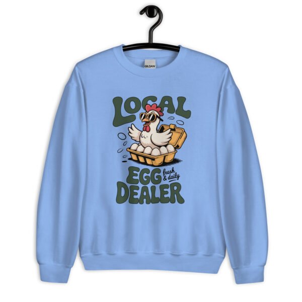 “Local Egg Dealer” Crewneck Sweatshirt – Funny Chicken Farm Graphic, Unisex Fresh Egg Seller Pullover - Image 3