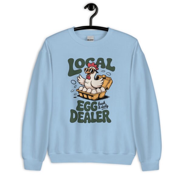 “Local Egg Dealer” Crewneck Sweatshirt – Funny Chicken Farm Graphic, Unisex Fresh Egg Seller Pullover - Image 4