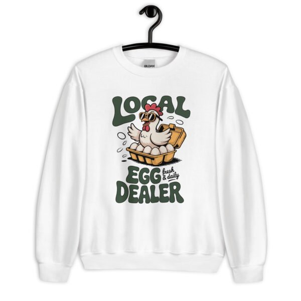 “Local Egg Dealer” Crewneck Sweatshirt – Funny Chicken Farm Graphic, Unisex Fresh Egg Seller Pullover - Image 6