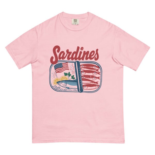 Sardines Graphic Unisex Heavyweight T-Shirt – Vintage Patriotic Seafood Tee, 4th of July Americana Shirt - Image 4