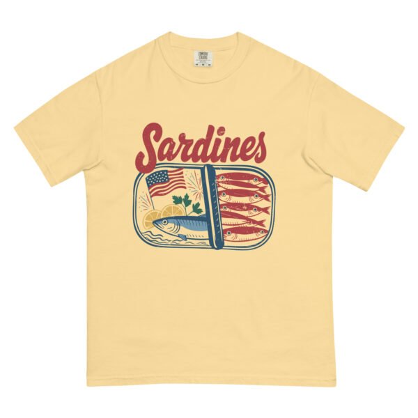 Sardines Graphic Unisex Heavyweight T-Shirt – Vintage Patriotic Seafood Tee, 4th of July Americana Shirt - Image 5