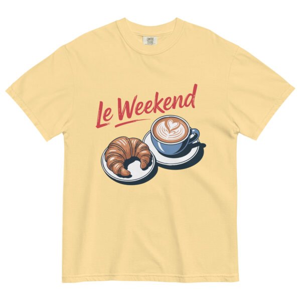 Comfort Colors® Le Weekend Shirt, French Coffee Croissant Tee, Parisian Aesthetic Brunch Shirt, Cozy Weekend Latte Tee, - Image 4
