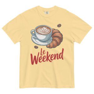 Le Weekend Vintage Comfort Colors® Tee – French Café Vibes, Distressed Graphic