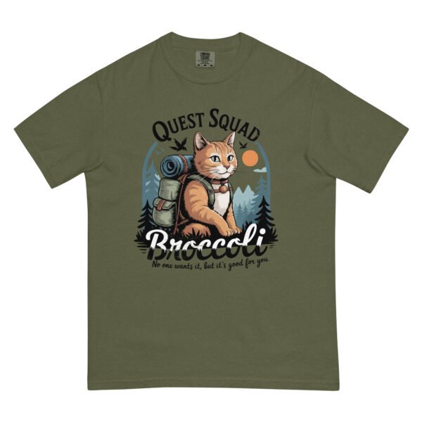 Comfort Colors® Quest Squad Broccoli Shirt – Hiking Cat Graphic Tee – Funny Outdoor Adventure T-Shirt for Nature Lovers - Image 2