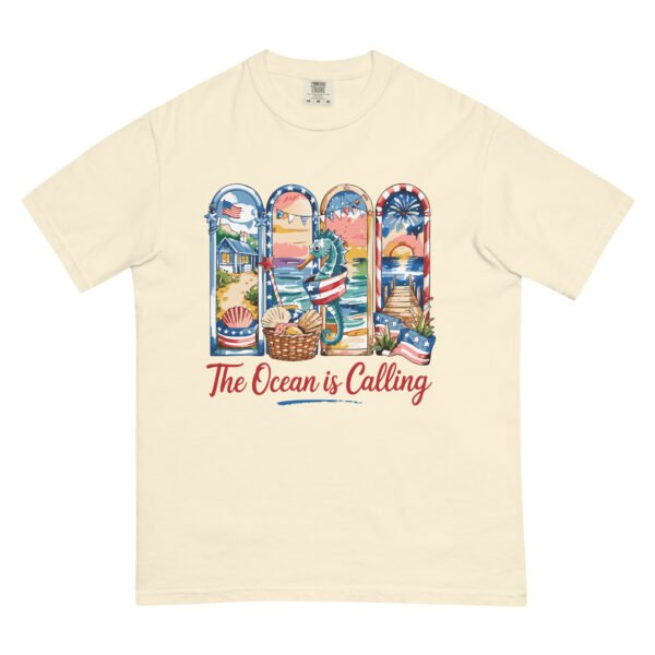 Comfort Colors® The Ocean Is Calling Shirt – Patriotic Beach Scene Tee, 4th of July Coastal T-Shirt - Image 6