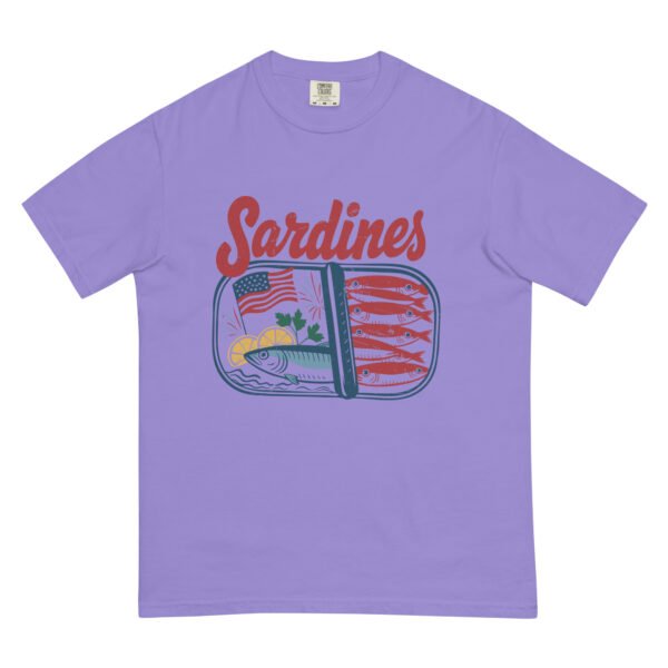Sardines Graphic Unisex Heavyweight T-Shirt – Vintage Patriotic Seafood Tee, 4th of July Americana Shirt - Image 2