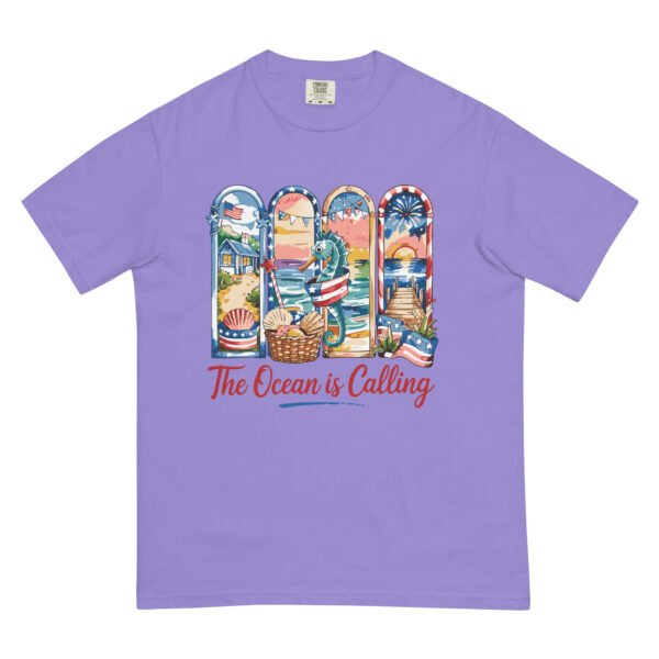 Comfort Colors® The Ocean Is Calling Shirt – Patriotic Beach Scene Tee, 4th of July Coastal T-Shirt - Image 2