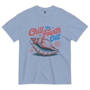 Comfort Colors® “Chill the Fourth Out” Shirt – Retro Patriotic Beach Graphic Tee, Unisex 4th of July Shell Shirt