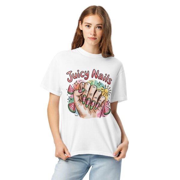Comfort Colors® Juicy Nails Watermelon T-Shirt, Summer Nail Art Shirt, Watercolor Nail Design Tee, Cute Aesthetic Nail Lover Shirt - Image 2