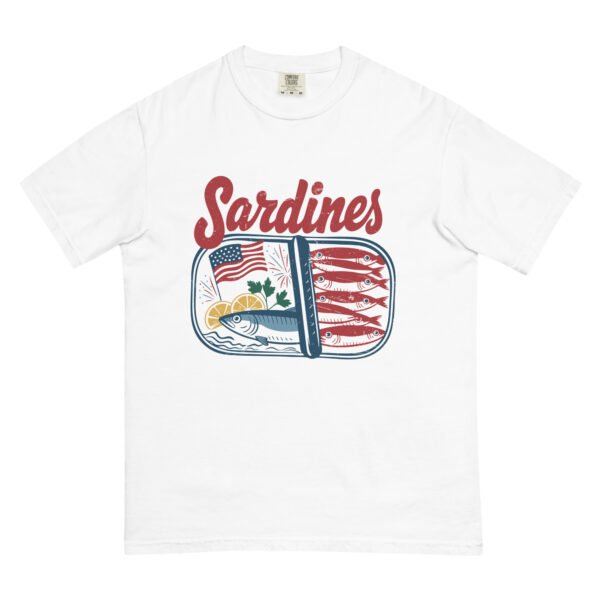 Sardines Graphic Unisex Heavyweight T-Shirt – Vintage Patriotic Seafood Tee, 4th of July Americana Shirt - Image 6