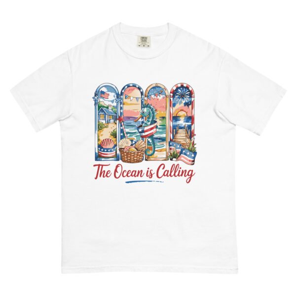 Comfort Colors® The Ocean Is Calling Shirt – Patriotic Beach Scene Tee, 4th of July Coastal T-Shirt - Image 7