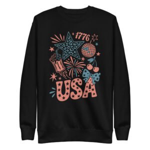 USA Shell Patriotic Unisex Premium Sweatshirt – Coastal 4th of July Pullover, Red White Blue Beach Crewneck