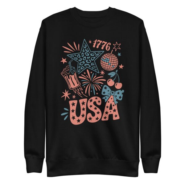 USA Shell Patriotic Unisex Premium Sweatshirt – Coastal 4th of July Pullover, Red White Blue Beach Crewneck