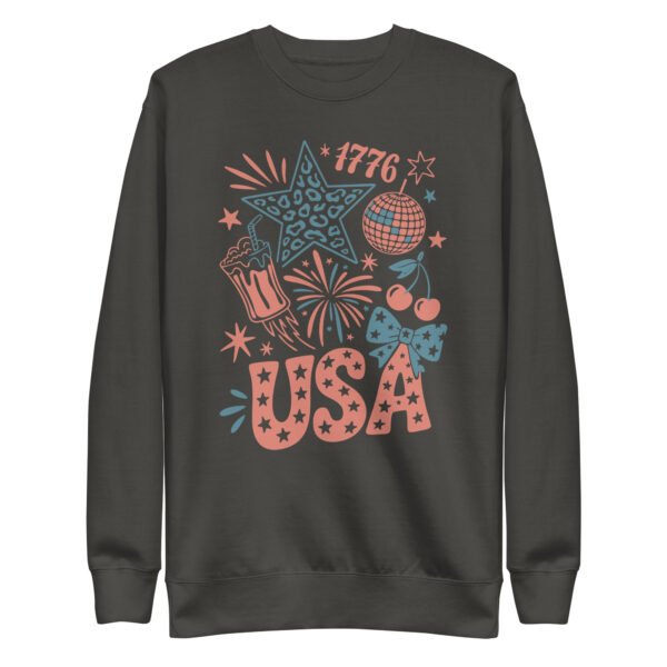 USA Shell Patriotic Unisex Premium Sweatshirt – Coastal 4th of July Pullover, Red White Blue Beach Crewneck - Image 3