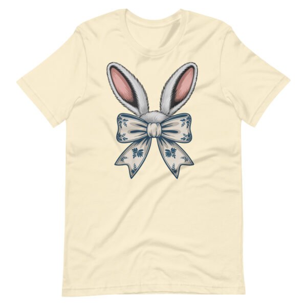 Bunny Ears Floral Bow Shirt – Vintage Blue Porcelain Style Rabbit Tee – Cute Spring Easter Graphic Tee - Image 4