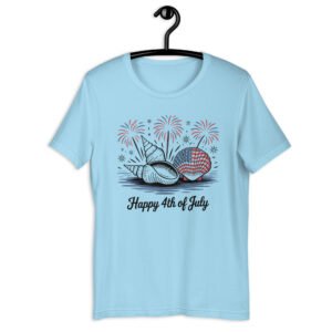 Patriotic Seashell 4th of July Shirt – Beach-Inspired American Flag Tee for Summer Celebrations