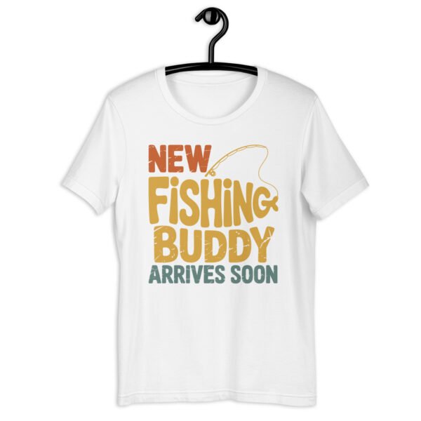 New Fishing Buddy Arrives Soon Shirt – Funny Baby Announcement Tee – Rustic Fishing Themed Pregnancy Reveal T-Shirt - Image 5