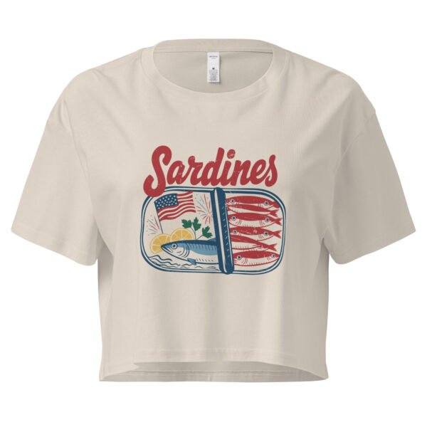 Sardines Vintage Graphic Women’s Crop Top – Funny Patriotic Seafood Shirt, 4th of July Crop Tee - Image 4