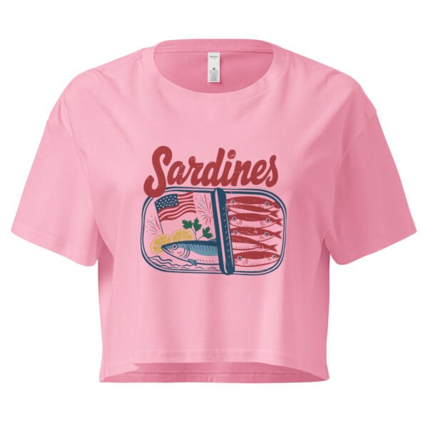 Sardines Vintage Graphic Women’s Crop Top – Funny Patriotic Seafood Shirt, 4th of July Crop Tee - Image 2
