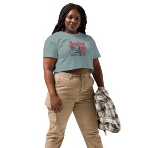 Sardines Vintage Graphic Women’s Crop Top – Funny Patriotic Seafood Shirt, 4th of July Crop Tee