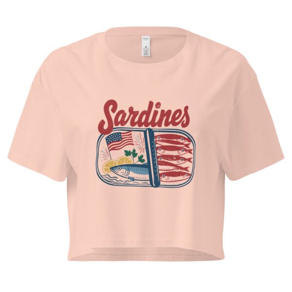 Sardines Vintage Graphic Women’s Crop Top – Funny Patriotic Seafood Shirt, 4th of July Crop Tee - Image 3
