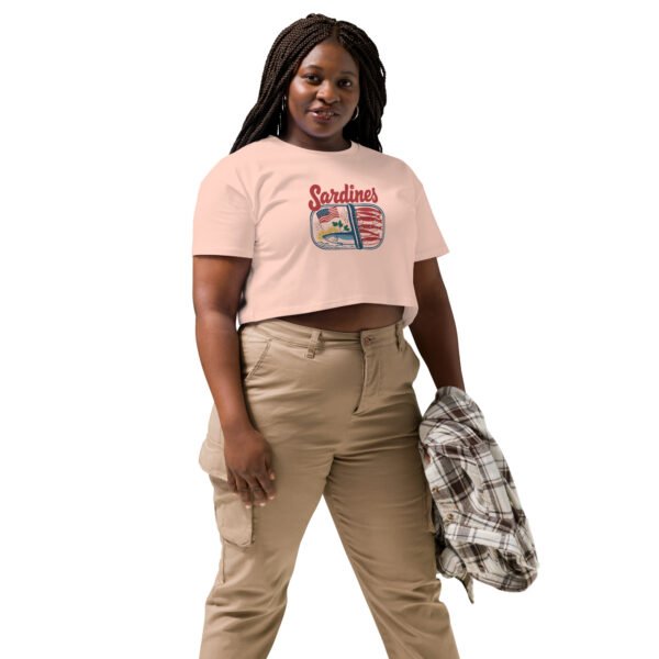 Sardines Vintage Graphic Women’s Crop Top – Funny Patriotic Seafood Shirt, 4th of July Crop Tee - Image 7
