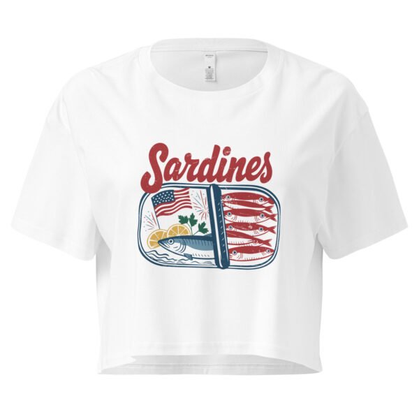 Sardines Vintage Graphic Women’s Crop Top – Funny Patriotic Seafood Shirt, 4th of July Crop Tee - Image 5