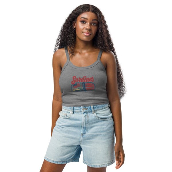 Sardines Patriotic Micro-Rib Tank Top – Women’s Vintage Americana Foodie Shirt, 4th of July Style - Image 3