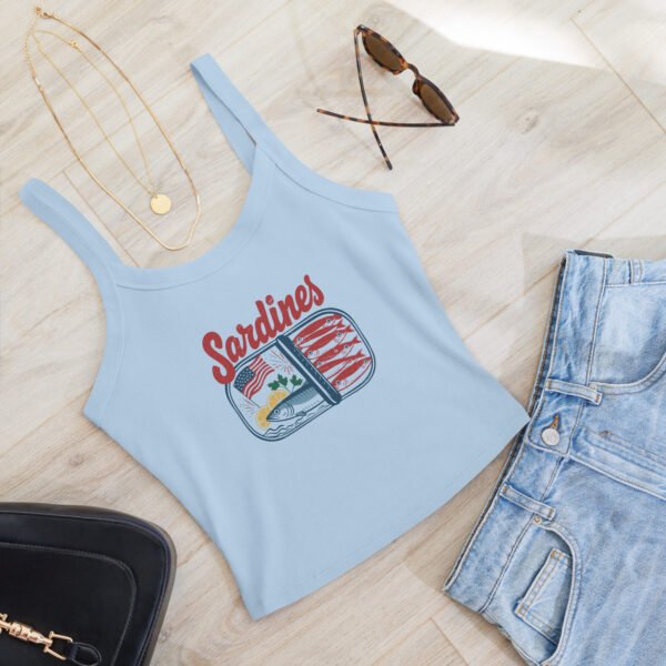 Sardines Patriotic Micro-Rib Tank Top – Women’s Vintage Americana Foodie Shirt, 4th of July Style - Image 6