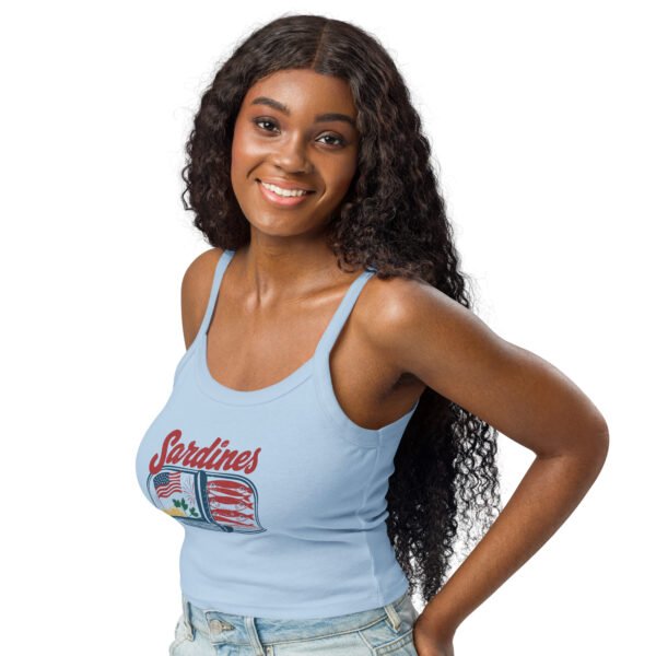 Sardines Patriotic Micro-Rib Tank Top – Women’s Vintage Americana Foodie Shirt, 4th of July Style - Image 5