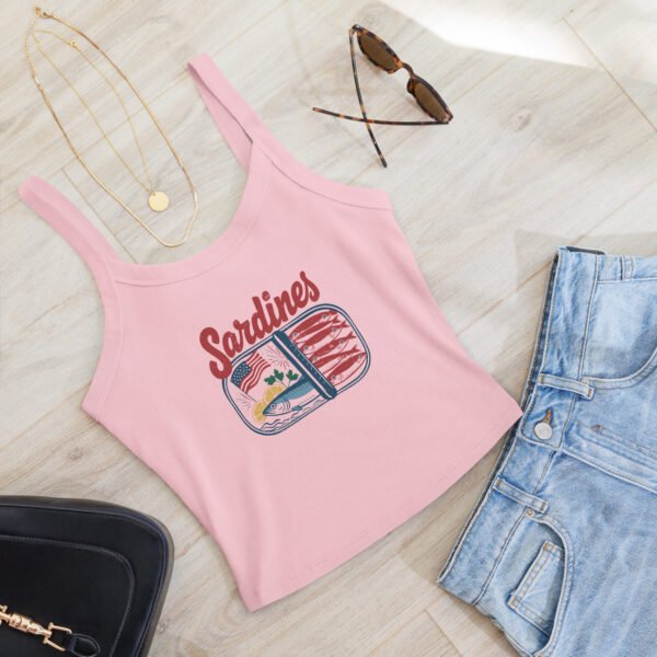 Sardines Patriotic Micro-Rib Tank Top – Women’s Vintage Americana Foodie Shirt, 4th of July Style - Image 7